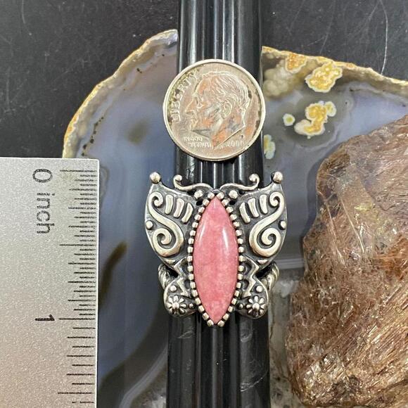 Carolyn Pollack Sterling Silver Pink Rhodonite Butterfly Ring For Women - Picture 9 of 10